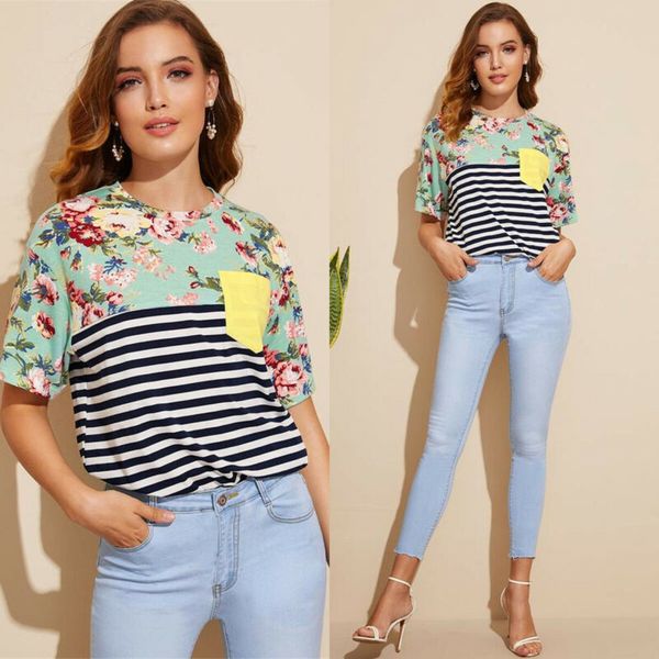 

pudcoco maternity clothes breastfeeding t-shirt nursing for pregnant women short sleeves striped casual preganycy tees, Blue
