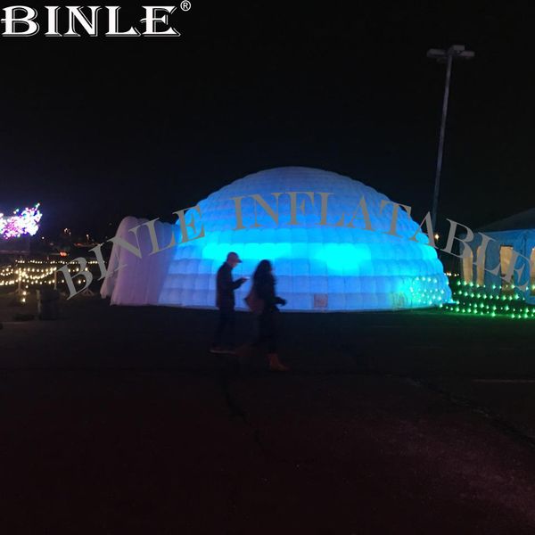 

32x15ftdia meters led illuminated inflatable igloo dome large event inflatable p booth for wedding party disco dance