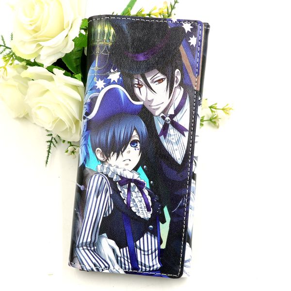 Black Butler Colorful Anime Synthetic Leather Wallet Ciel Phantomhive Sebastian Michaelis Long Button Purse For Men Women Rodeo Wallets Wallet