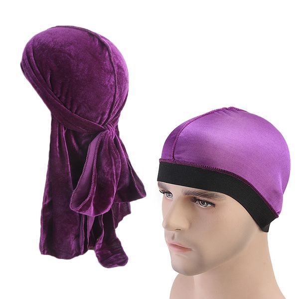 

velvet durag and soft comfy chemo cap sleeping hat pirate headwrap, Silver