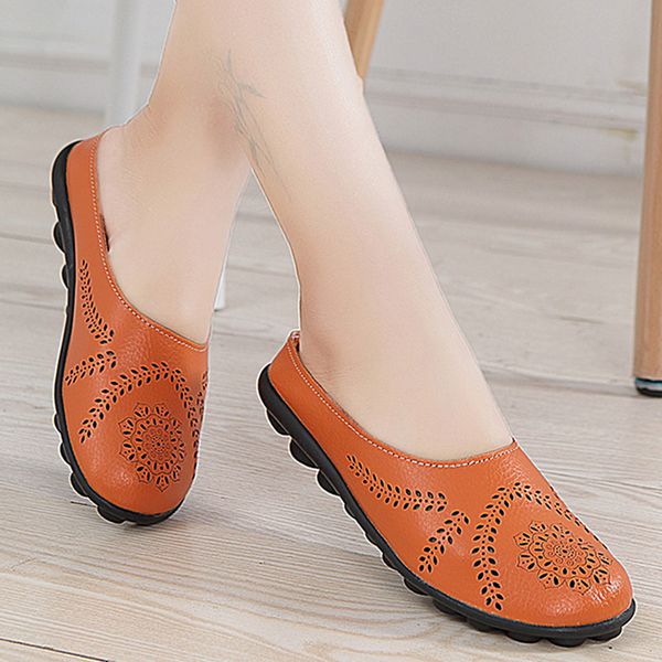 

2019 spring summer women shoes size 43 women flats with genuine leather chaussures femme slip on women loafers flat shoes woman, Black