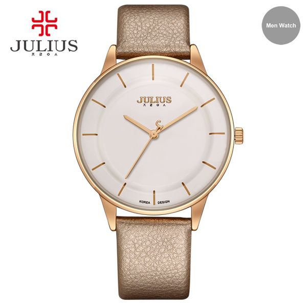 2024 JULIUS Orologi da uomo in pelle semplice elegante orologio da polso sottile designer di marca 2017 nuovo orologio al quarzo business UHR JA-957