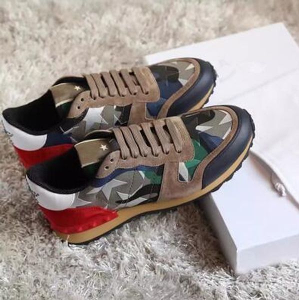 

women's multicolor camouflage rock and studs shoes genuine leather lace-up shoes rock and runner shoes studded new design, Black