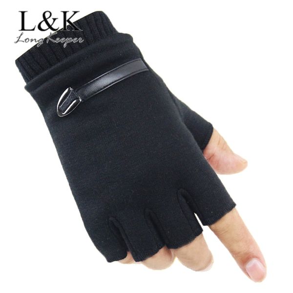 

winter suede gloves women men fleece warm half finger gloves fingerless mittens for outdoor sport bicycle driving, Blue;gray