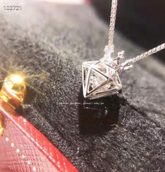 

other 18k white gold real diamond women pendant necklaces crown disassemble wedding party engagement anniversary birthday, Silver