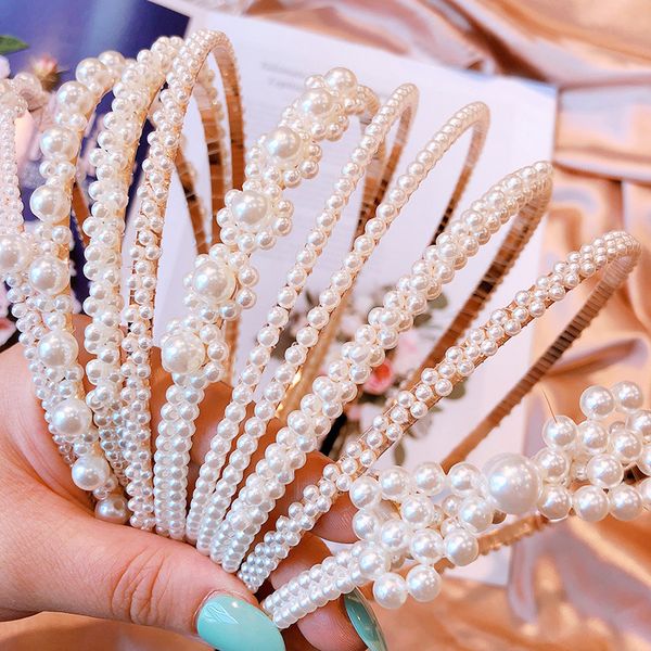 

новый простой дизайн имитация pearl диапазона волос девушки волос аксессуары женщины оголовье свадеб свадебный обруч шикарные подарки, Golden;white