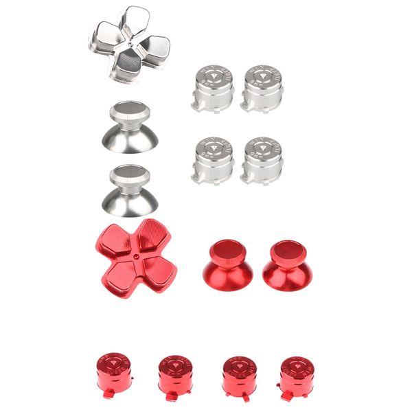 

thumbsticks thumb grip+chrome d-pad for sony ps4 console red silver