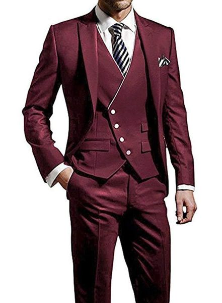 

classic peak lapel wedding tuxedos slim fit suits for men groomsmen suit three pieces prom formal suits (jacket+pants+vest+tie) 369, Black;gray