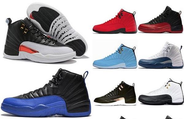 

designer 12s men basketball shoes 12 reverse taxi game royal white grey midnight black gym red mens trainer sport sneaker size 41-47