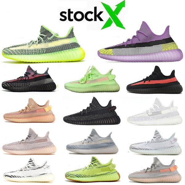 

fashion yecheil yeshaya static reflective synth antlia kanye west running shoes gid glow clay bred zebra men women sports sneakers
