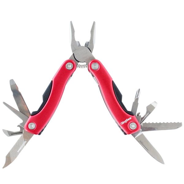 QingGear Multitool-Zange, 9-in-1-Mini-Kompakt-Taschenzange, Messer, Feile, Schraubendreher, Flaschenöffner, Säge, Outdoor-Camping-Set