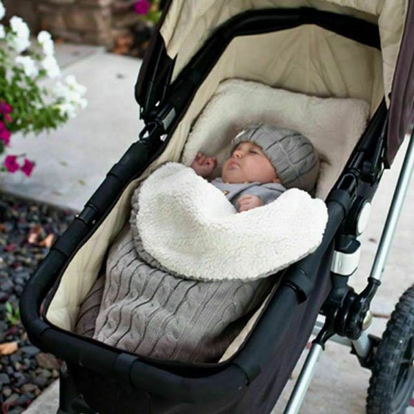

warm baby blanket knitted newborn swaddle wrap soft infantsleeping bag footmuff cotton envelope for stroller accessories blanket