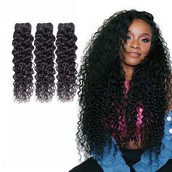 

бразильских человеческих волосы волна воды необработанных девы волосы плетение связка двойной утками наращивание волос 2pcs перуанский малаз, Black