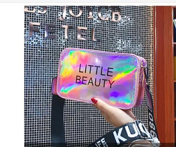 

female 2020 new ins wild messenger wide shoulder strap laser small square bag shoulder bags