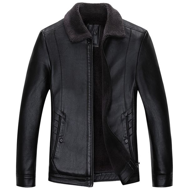 

plus size casual leather jacket men turn-down collar black 100% cowhide jackets male mens genuine leather jacket