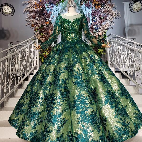 

luxury saudi arabia evening gowns illusion scoop neck tulle long sleeve lace up back green crystal swollen party dresses vestidos de noche, Black;red