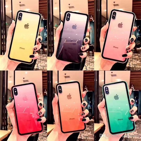

promotion mix colors gradient acrylic silicone rainbow color cases for iphone 11 pro max 6 7 8plus x xr xs max