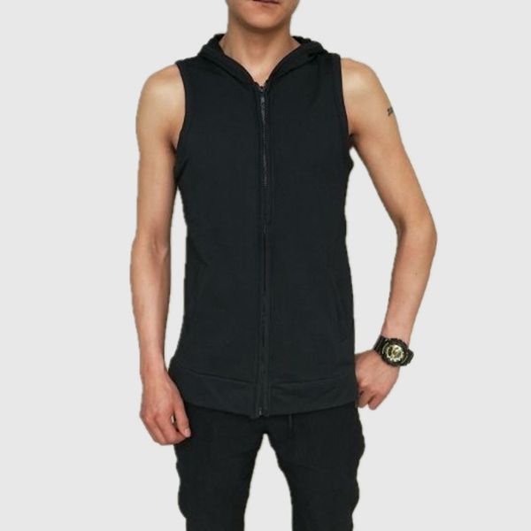 

men's solid color waistcoat fashion large size cardigan men's versitile fashion m-5xl hooded sleeveless large size vest, Black;white