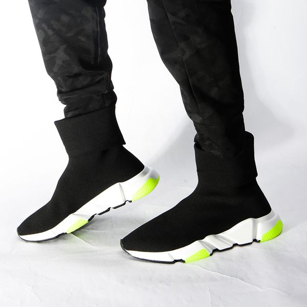 

2019 designer shoes speed trainer oreo triple black lime green flat fashion socks boot designer men women sneakers with box dust bag