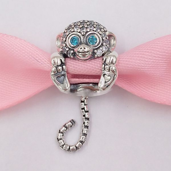 Andy Lewel Pandora Authentischer 925er Sterling-Schmuck, Silberperlen, funkelnder Affen-Charm, passend für europäische Armbänder im Pandora-Stil, Halskette 798054CZ