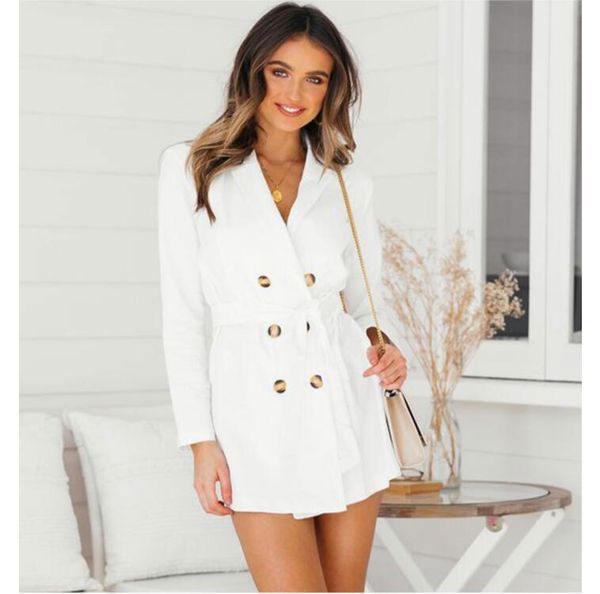 

женщины осень дизайнер плащи sexy v отложной воротник белый двойной брестед пояса длинные trench, Tan;black