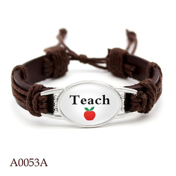 

teach adjustable leather bracelets & bangles thank you apple bangles cuff for teacher women gift, Black