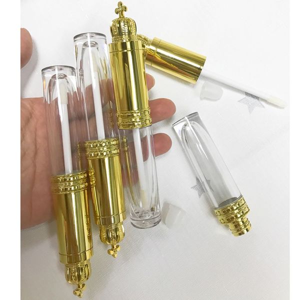 

wholesale luxury gold crown empty lip gloss tubes clear lipgloss refillable bottles containers 8ml gold lip gloss tubes cosmetics packaging