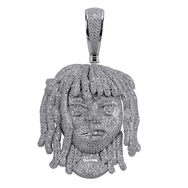 

personalized lil pump pendant necklace with 10mm cuban chain men full iced out cz chains hip hop silver color charms jewelry
