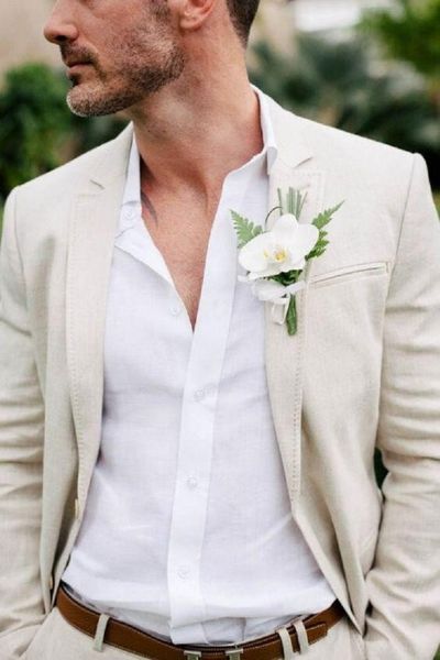 

white beige linen suit men blazer beach groom wedding men suit with pants casual slim tuxedo jacket terno masculino custom made, White;black