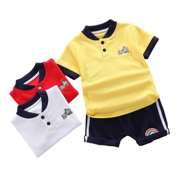 

new summer baby boys clothes suit children girls fashion t shirt shorts 2pcs/sets toddler cotton casual clothing kids tracksuits, White