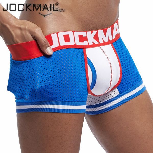 

jockmail brand new underwear men boxer mesh u pouch underpants cueca cotton pants trunks boxer shorts gay male panties, Black;white