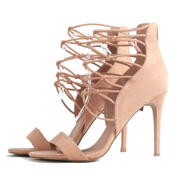 

weiqiaona new summer women's sandals hollow high heels sandals gladiator peep toe thin belt roman shoes ladies, Black