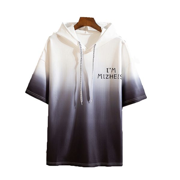 

Men's Hoodies Casual Mens Hooded Pullover Sweatshirt Fashion Men Gradient Color Short Sleeves Hoodie 4 Colors Plus Size M-3XL