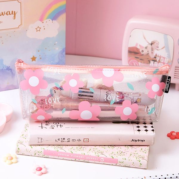 

mysterious small flowers animals pvc waterproof pencil cases stationery storage office school supplies pencil bags for girls