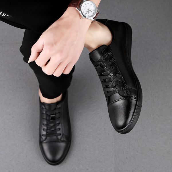 

2019 new style men business leather shoes breathable large size formal wear leather shoes male, Black