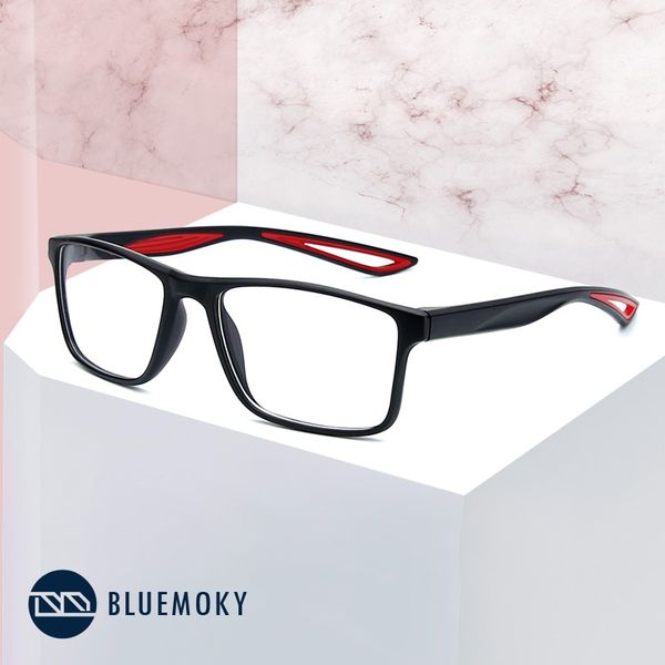 

bluemoky sport square glasses frame for men optical myopia eyeglasses eye glasses transparent clear men eyewear 2019, Black