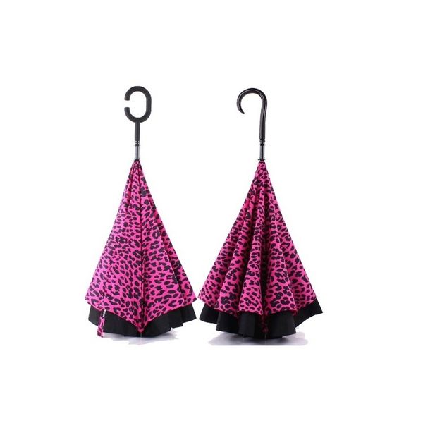 

new leopard print reverse umbrella sunshade outdoor double-deck umbrella automobile umbrella inverted commercial umbrellas t3i5068