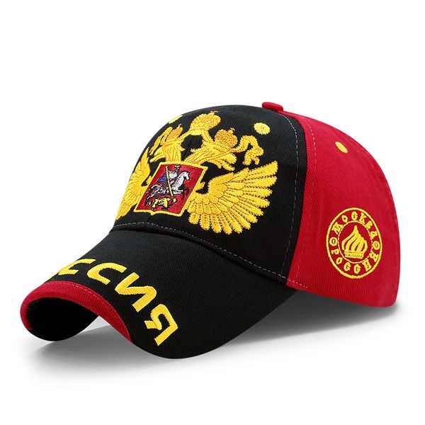 

luxury fashion embroidery baseball cap russia national emblem golden double-head eagle cotton outdoor leisure sports sun hat snapback, Blue;gray