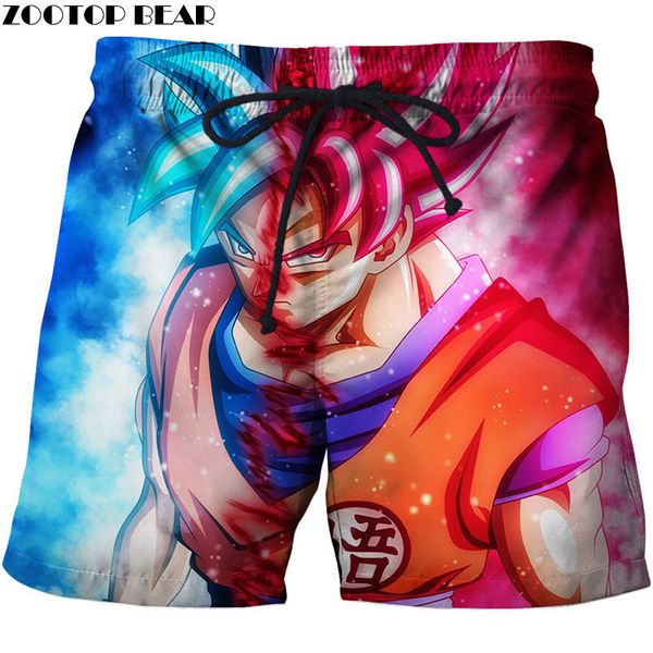 

half galaxy anime 3d print male beach travel shorts men casual board shorts plage quick dry swimwear dropship, White;black