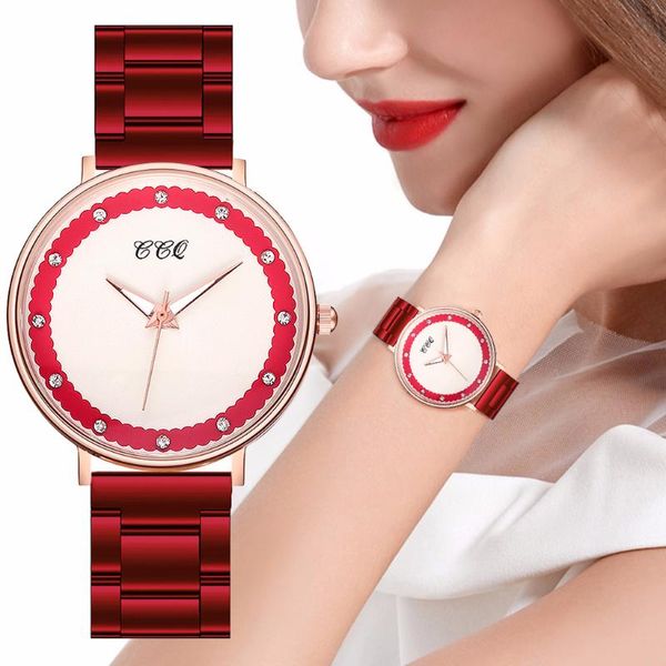 

ccg brand rhinestone ladies watch steel band bracelet quartz watches women simple fashion elegant wristwatch clock, Slivery;brown