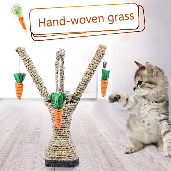 

cat scratcher tree sisal fabric pet cat climbing frame diy interactive training toys pet scratching climbing tree with carrots