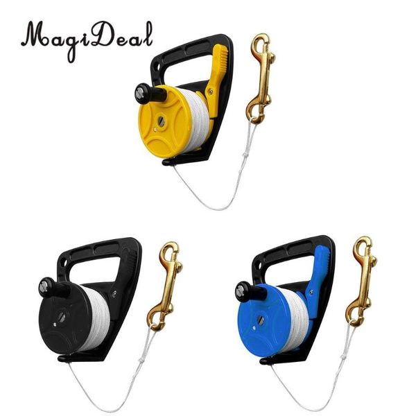 

compact scuba diving reel kayak anchor & handle, 83m line, thumb ser, brass double ended bolt snap equipment - 3 colors