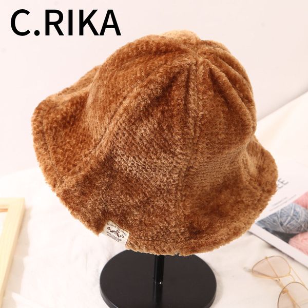 

2019 korean winter bucket hat for women new thick plus velvet bob ladies girls solid outdoor warm fisherman hat panama gorras, Blue;gray