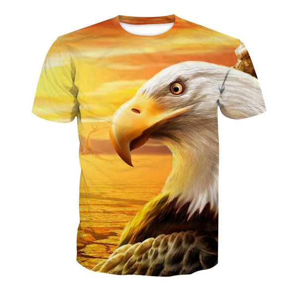 

fashion at dusk the eagle t-shirt 3d print men/womens funny summer round collar short sleeve casual hip hop k854, White;black