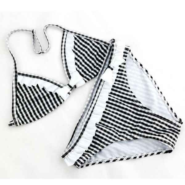 

close-fitting elastic plaid girls bikini swimsuit 2019 summer children split two-piece swimsuit girls beautiful bikini swimwear