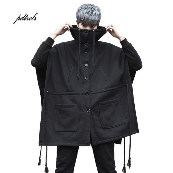 

guo-chao tang 2019 winter hipster hip-hop solid color loose thick coat sleeveless hooded streetwear overcoat drop shipping, Black