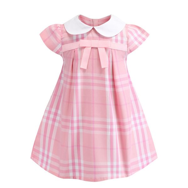

famous brand plaid kids clothing cap sleeves summer baby girl clothes a-line girl's dresses princess dress vestidos wholesale ing, Red;yellow