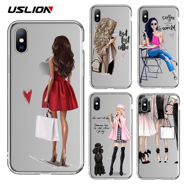 

custom uslion beautiful girl pattern case for iphone 6s 6 7 8 plus 11 pro max transparent soft phone cover for iphone 11 x xr xs max