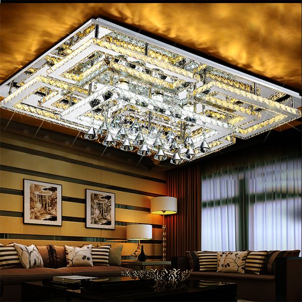 

modern led crystal ceiling light ceiling mounted k9 crystal chandeliers rectangular pendant light for living room bedroom restaurant