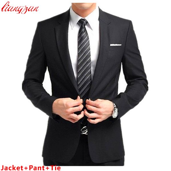 

jacket+pant+tie) men buisness suit sets slim fit tuxedo formal fashion dress suits blazer brand cotton party wedding suits, White;black